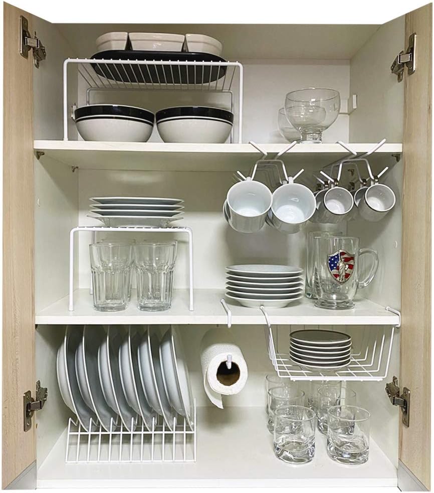 Kit Organizador para Cozinha Armario Prateleira Aramado Armazenamento Xicaras Porta