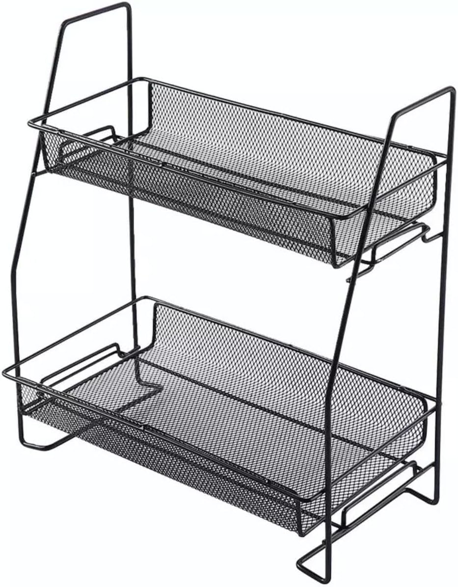 Organizador Banheiro Cozinha Vasos Metal 2 niveis 32X33x17 CorBranco