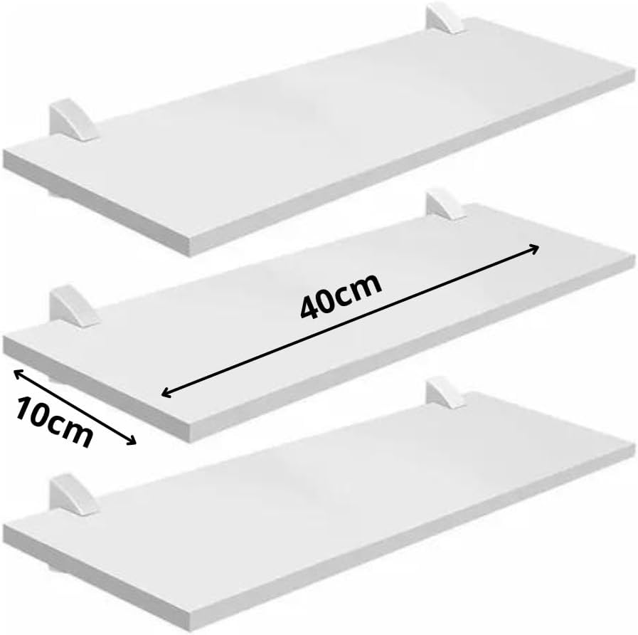 PRATK Kit 3 Prateleiras Brancas 15x10x40 cm – Com Bucha