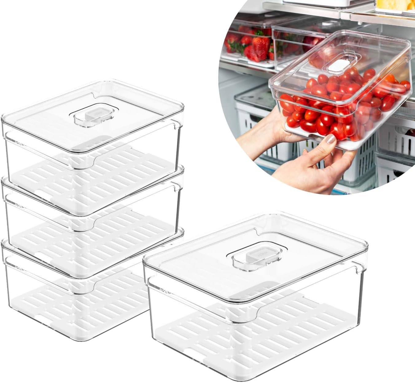 1744868488 533 Kit 4 Organizadores Geladeira Armario Cozinha 22 Litros Alimentos Vegetais