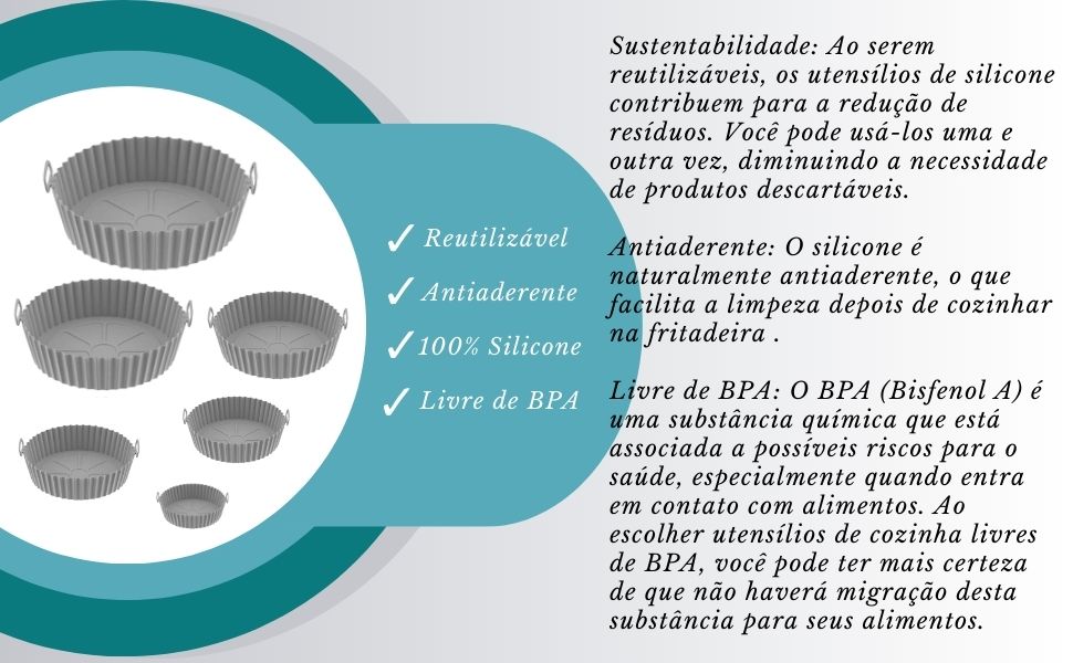 forma para air fryer, forma silicone para fritadeira eletrica, forma fritadeira eletrica