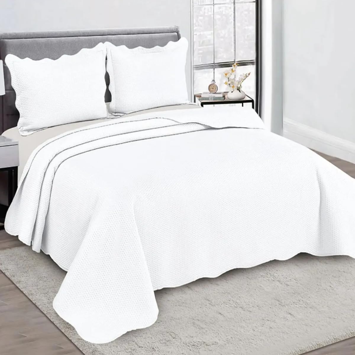 Colcha Kit Cobre Leito Bullet Camesa Queen 240x260cm Branco