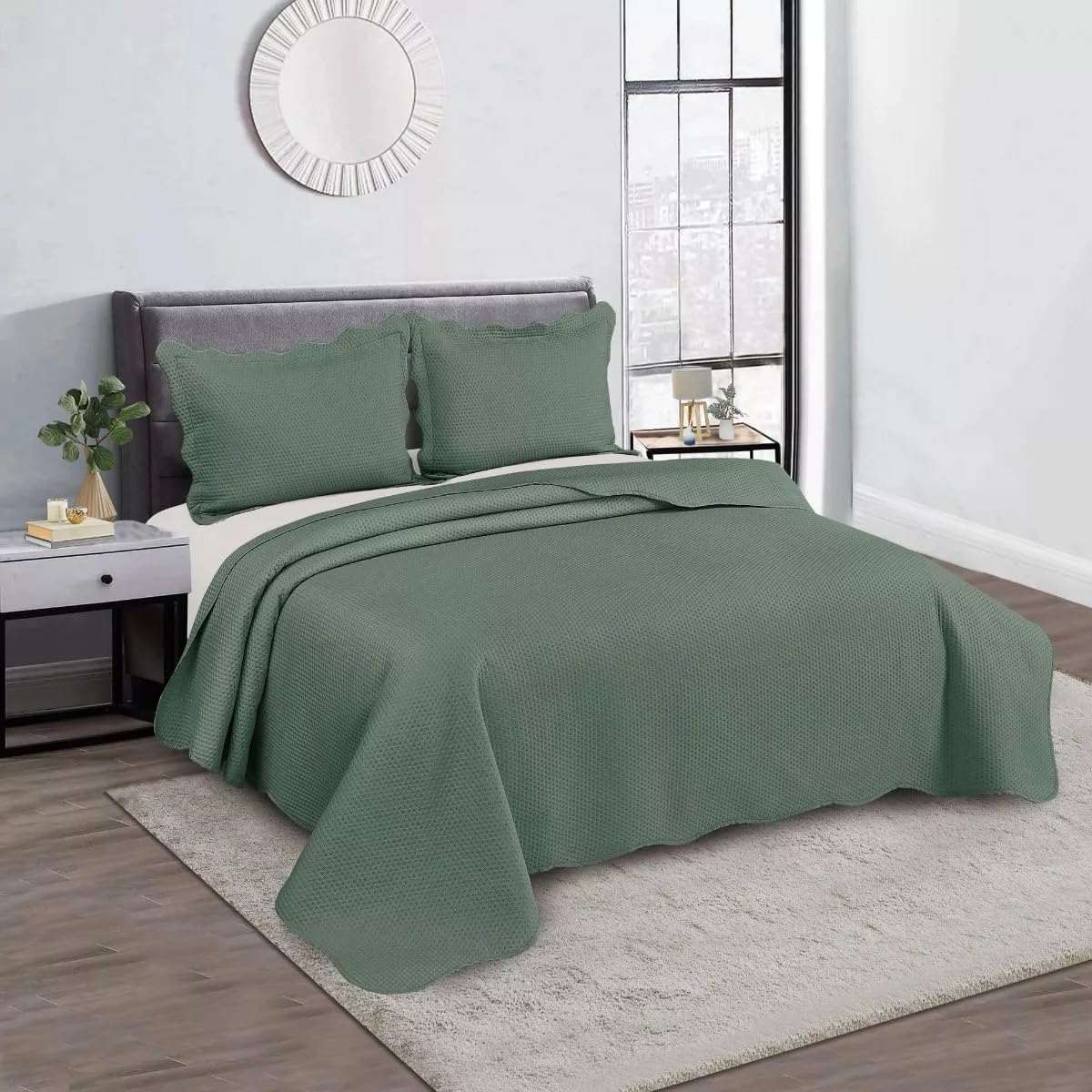 Colcha Kit Cobre Leito Bullet Camesa Queen 240x260cm Verde