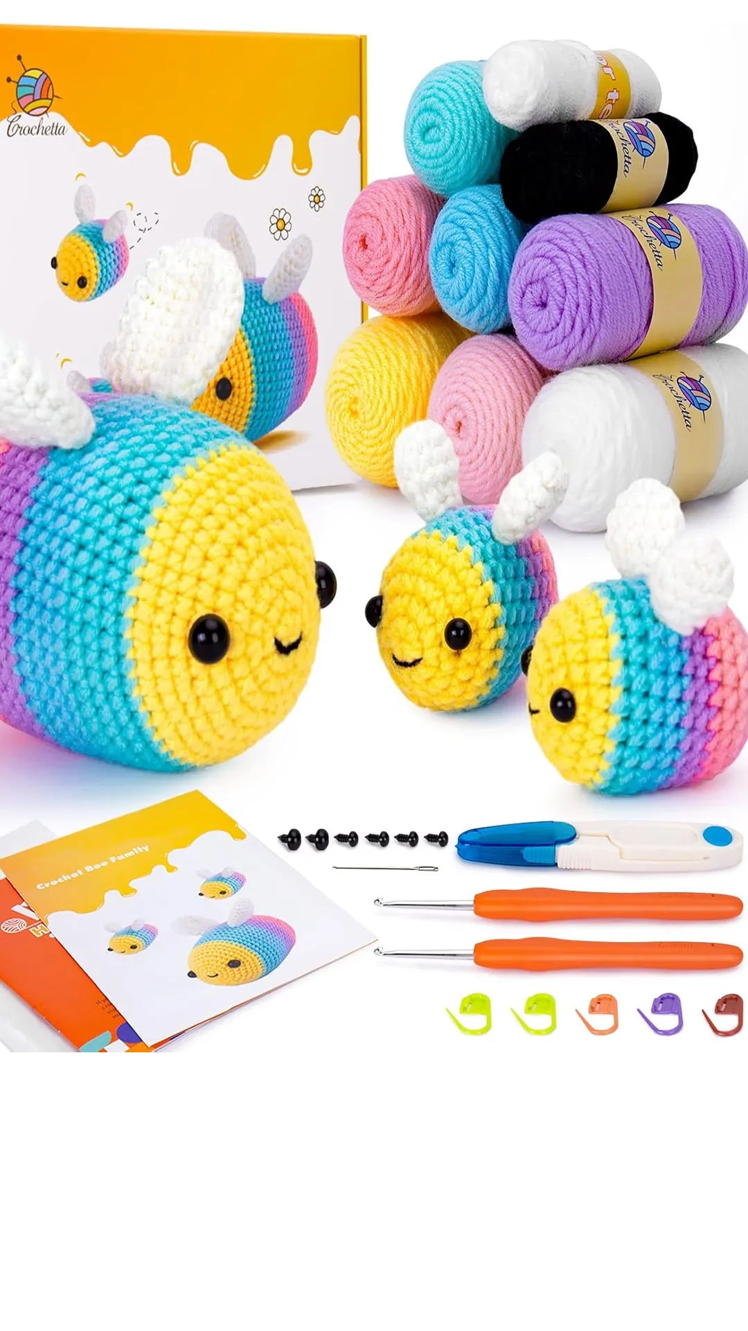 Crochetta Kit de crochê para iniciantes - Kit inicial com tutoriais em vídeo para adultos e crianças