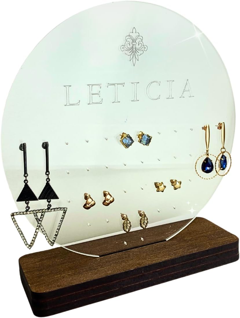 Expositor Porta Brincos Organizador Elegante Personalizado Acrilico Transparente e MDF