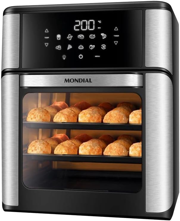 Fritadeira Air Fryer Forno Oven 12 Litros Mondial PretoInox 2000W