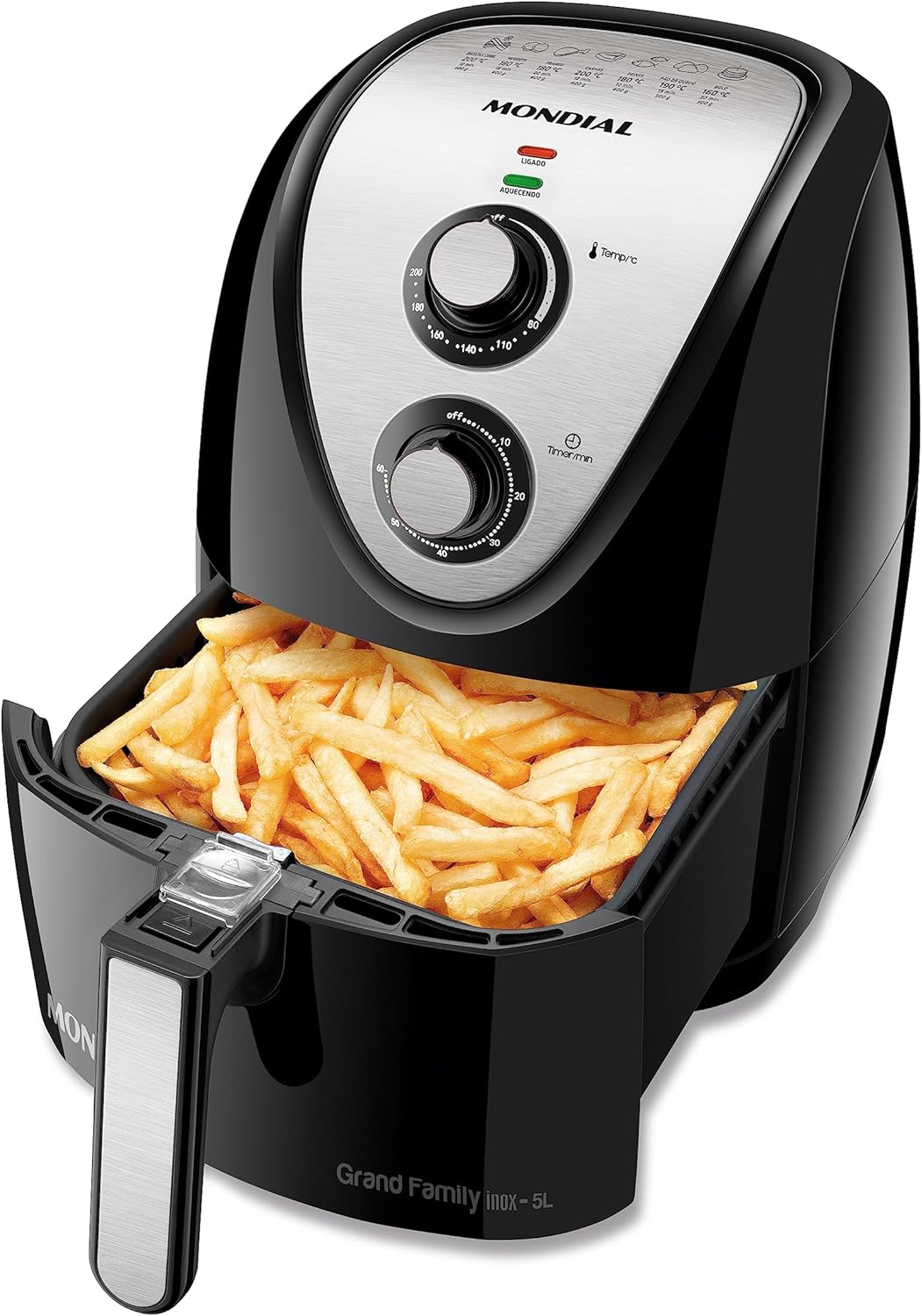 Fritadeira Sem Oleo Air Fryer 5L Mondial PretoInox 1900W 220V