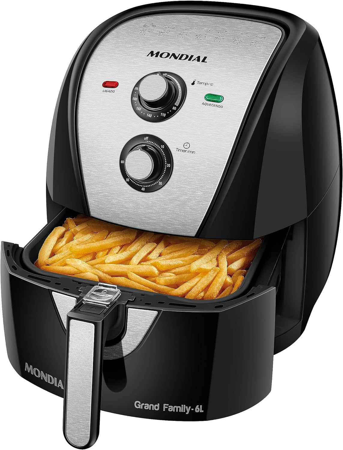 Fritadeira Sem Oleo Air Fryer 6L Mondial PretoInox 1900W 110V
