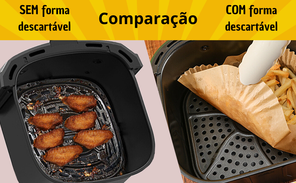 Forma Descartável para AirFryer Papel Quadrada Antiaderente Forro Protetor à Prova De Gordura