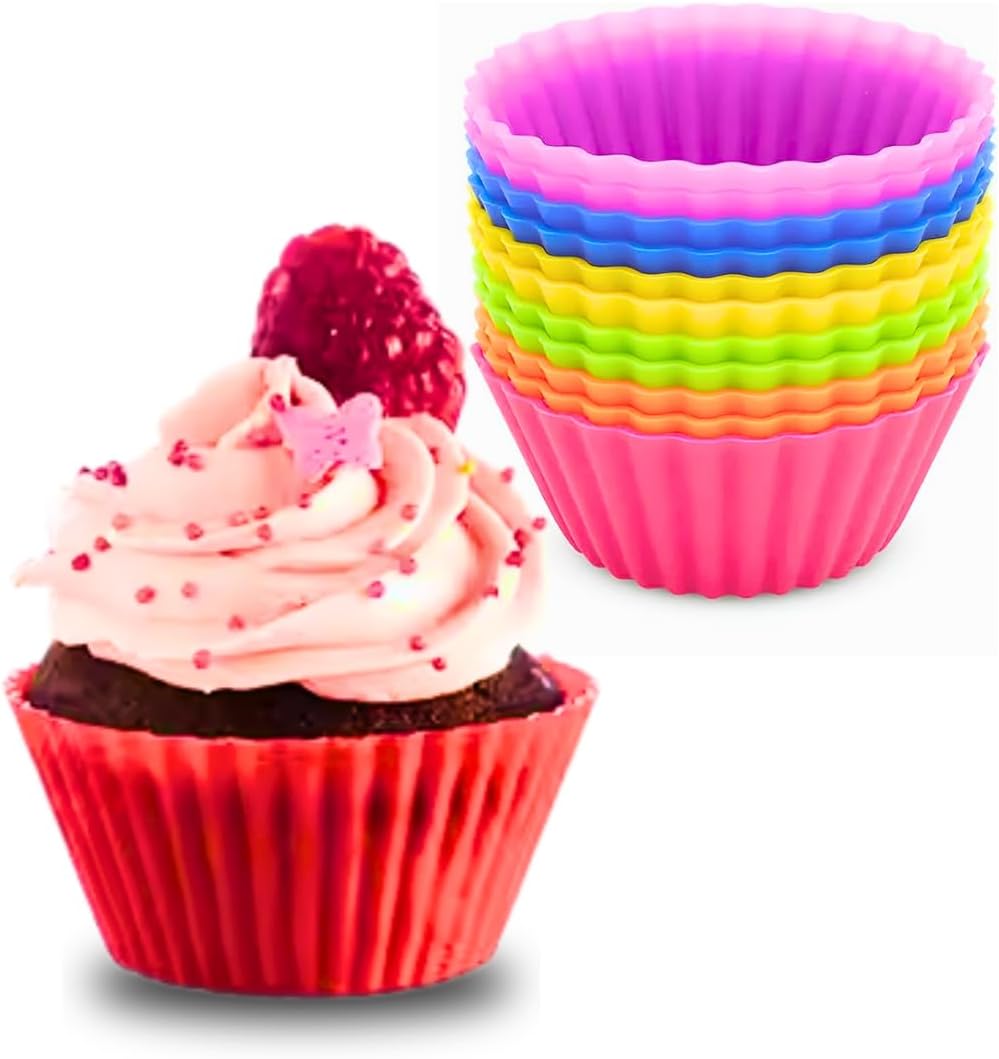 Kit 12 Formas de Silicone para Cupcake Muffin Bolinho Assadeira