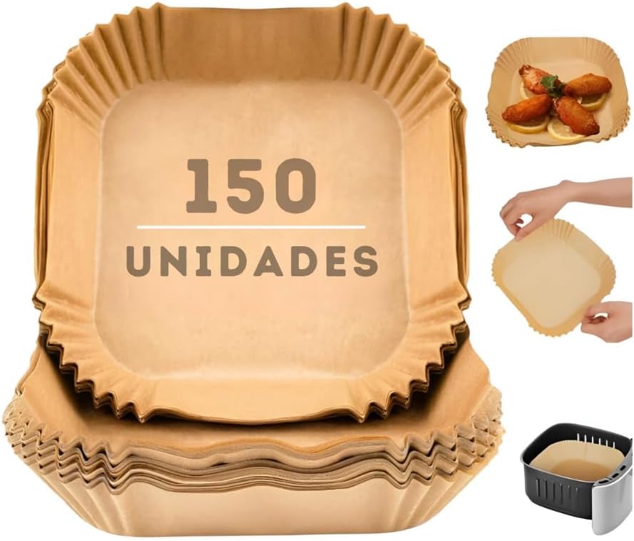 Kit 150 Forma de papel para AirFryer Forma Descartavel