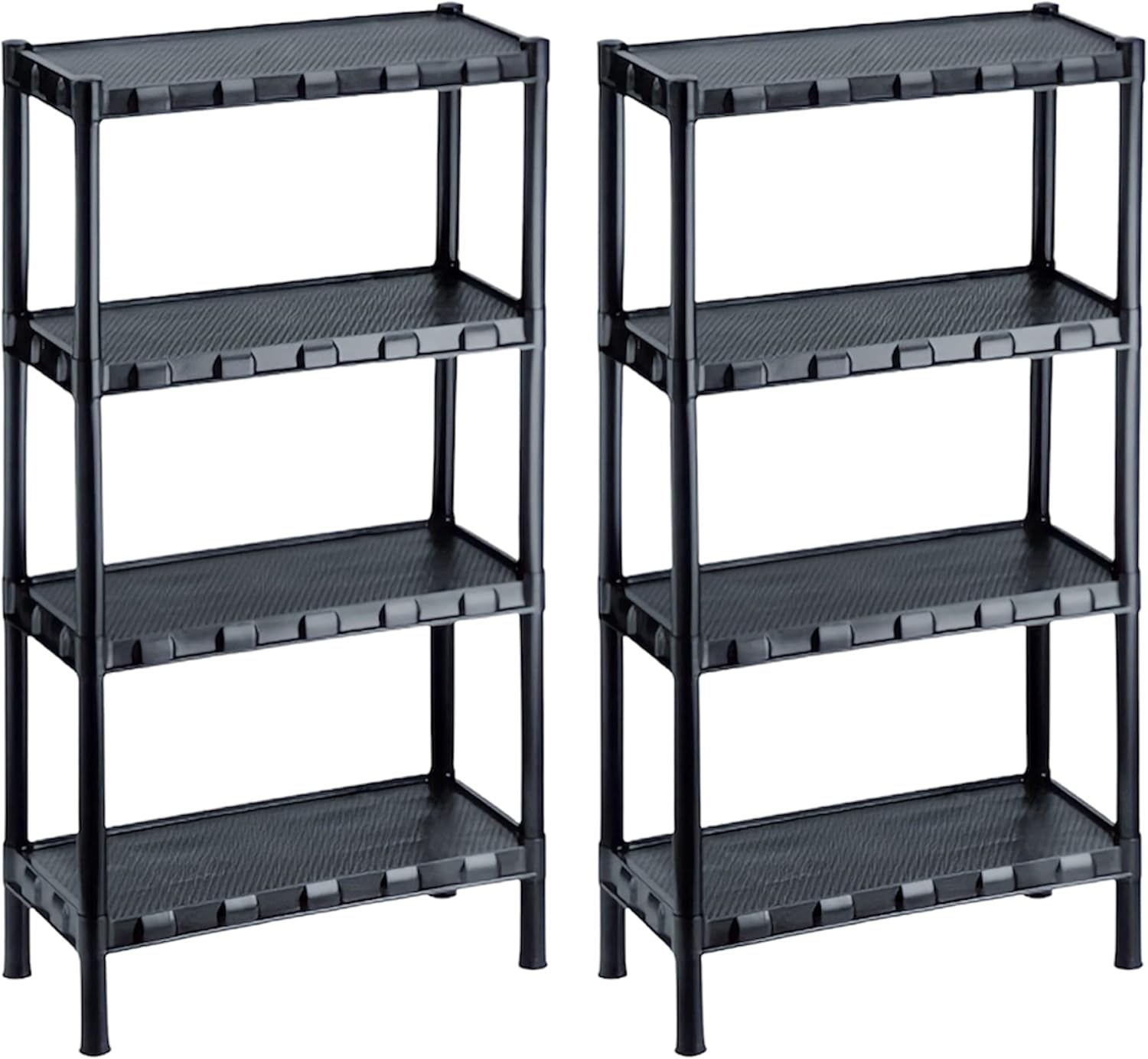 Kit 2 Estante Plastica Organizadora Preta Com 4 prateleiras Preto