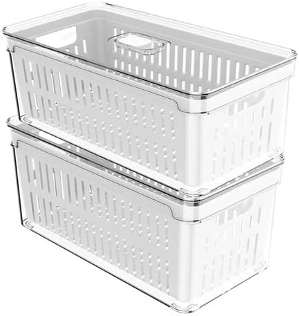 Kit 2 Organizadores Geladeira Tampa Cesto Drenagem 5 Litros