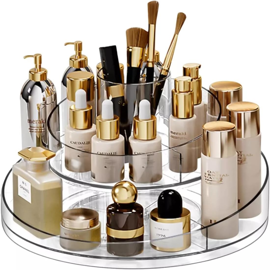 Organizador Giratorio de Acrilico para Cosmeticos e Maquiagem de Mesa