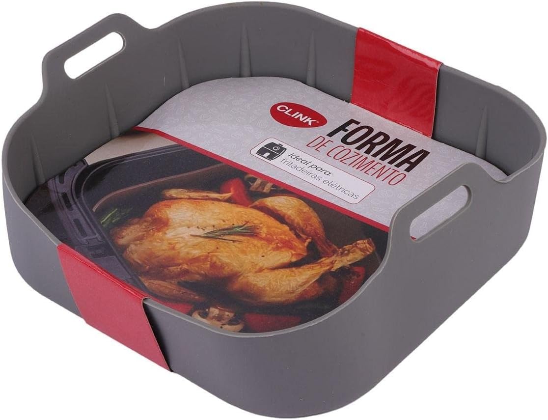Panela de Silicone Quadrada Fritadeira Microondas CAlca Forma 20x20cm Cesto