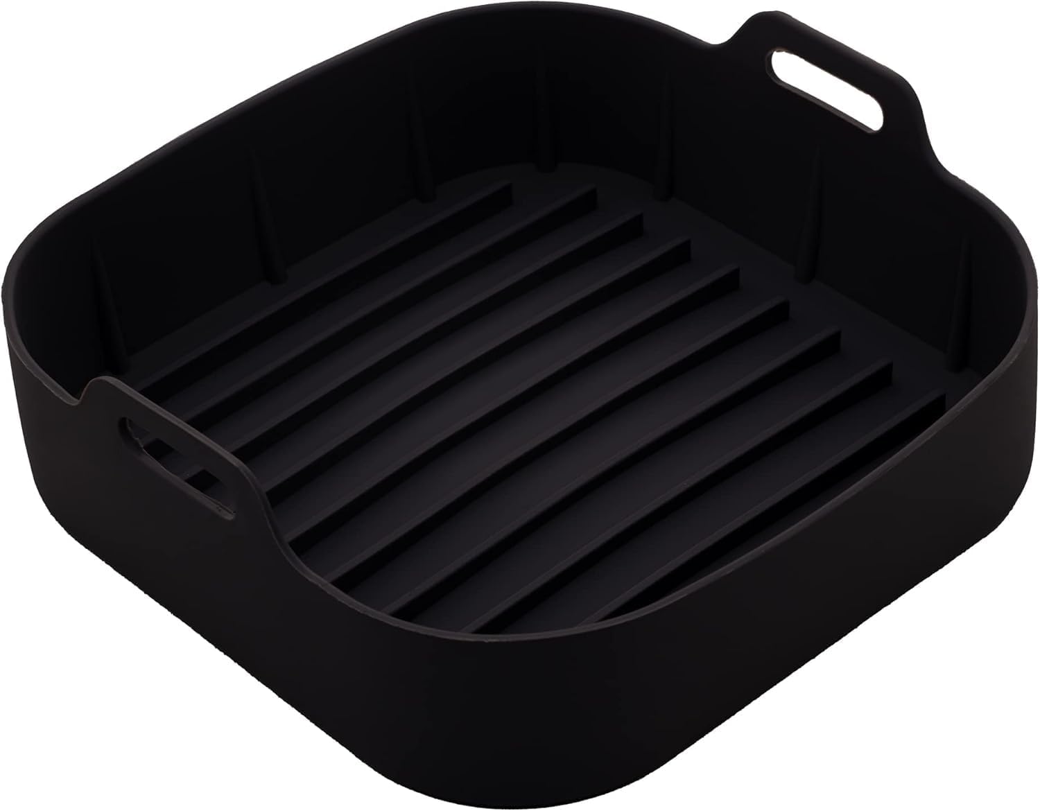 Panela de Silicone Quadrada Preta Para Fritadeira Microondas Premium Com
