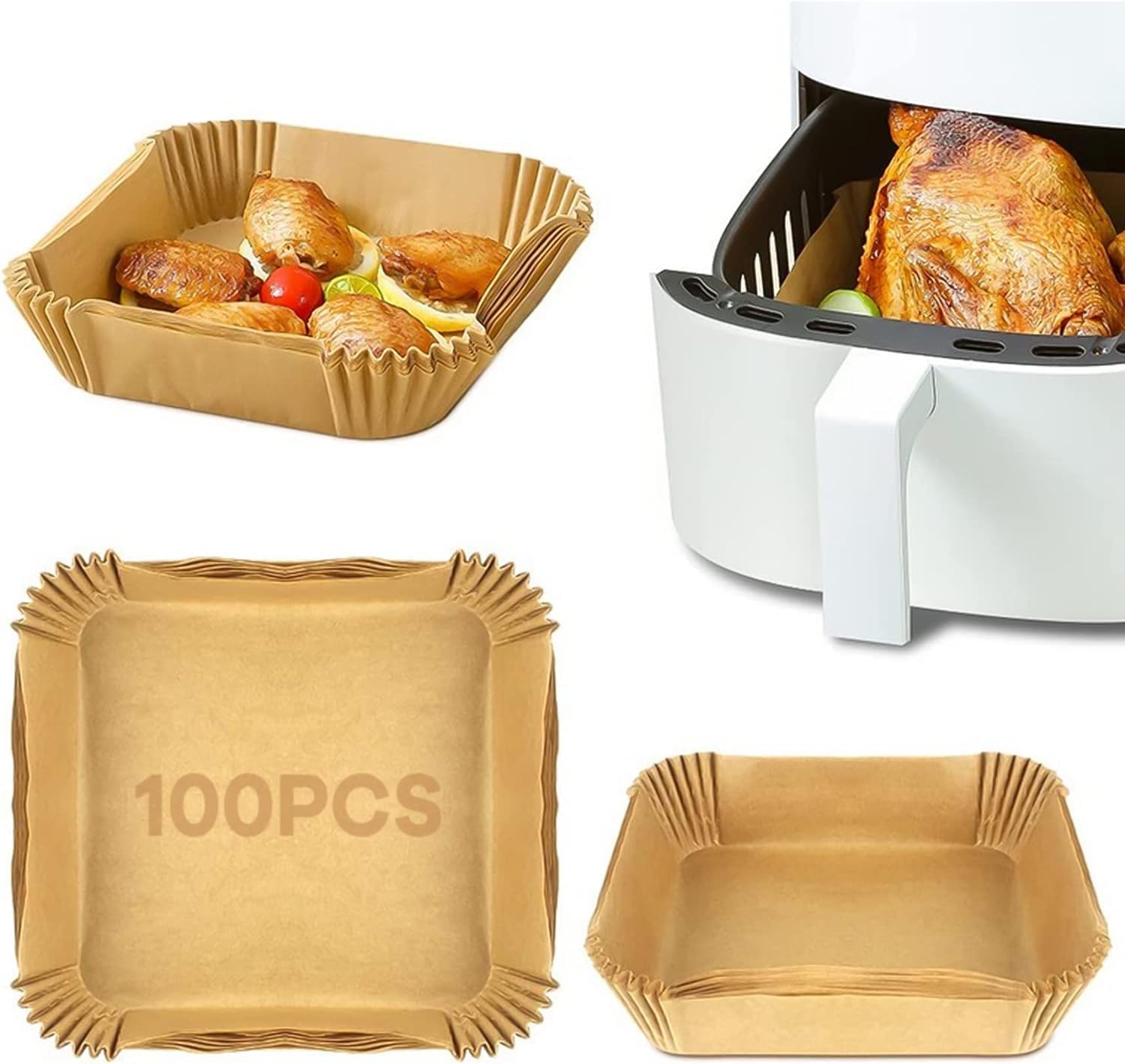 100 PECAS Forma Forro de Papel Descartavel Para Air Fryer