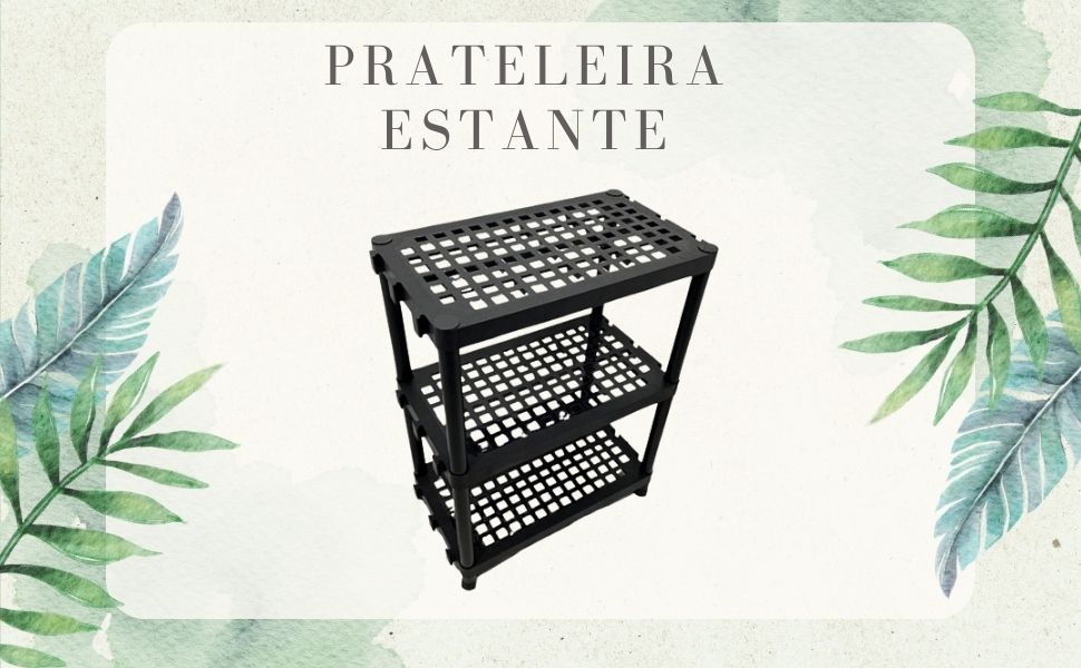 Estante Plástica Multiuso 3 Prateleiras Reforçada Preta
