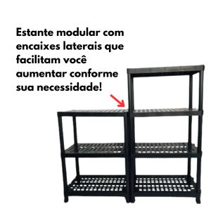 Estante Plástica Multiuso 3 Prateleiras Reforçada Preta