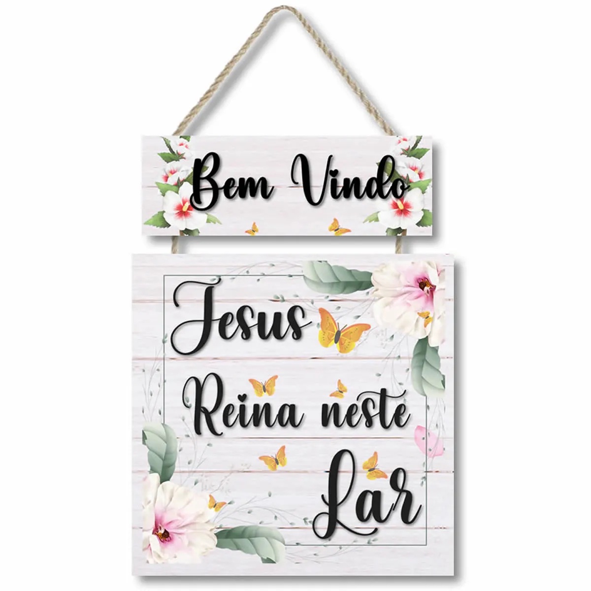 Placa decorativa Seja bem vindo Jesus reina neste lar PL306