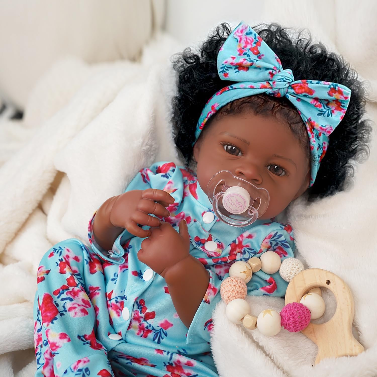Brastoy Bebe Reborn Boneca de Silicone Menina Negra Original 55cm