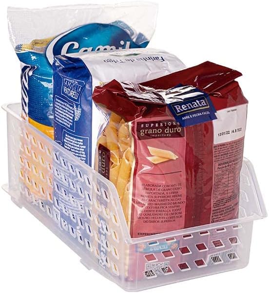 Cestinha de Plastico Retangular Organizadora Empilhavel Incolor Plasutil