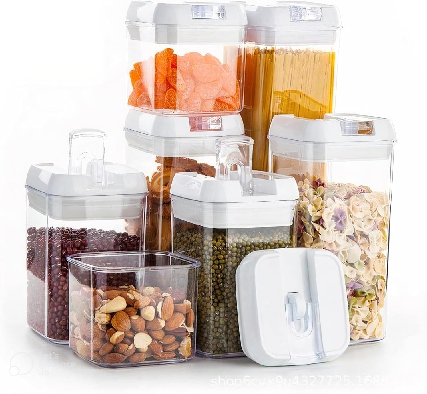 Combo 7 Potes Hermeticos Organizadores Para Mantimentos De Acrilico