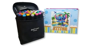 Descubra o Kit Livro De Colorir Stitch + Conjunto 36 Canetinhas Coloridas