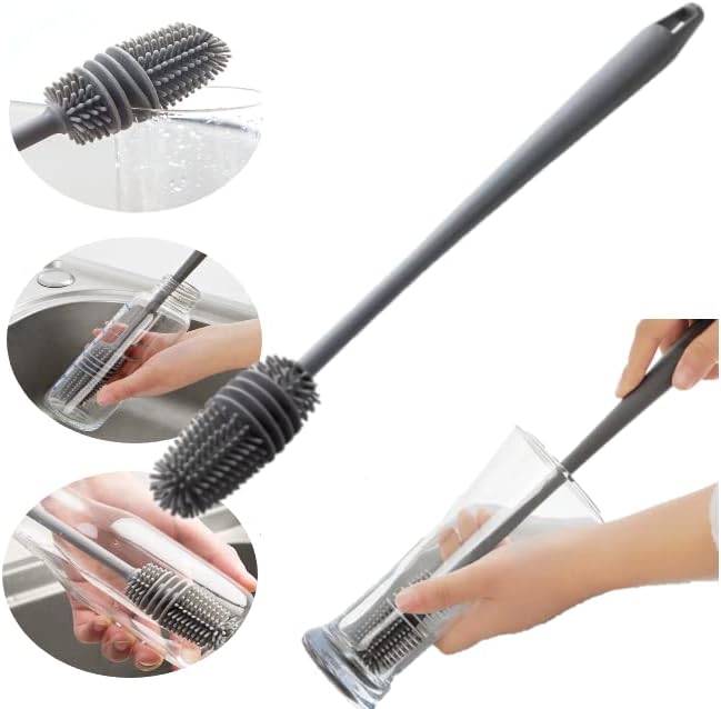 Escova de Silicone para Lavar Garrafas Mamadeiras Copos e Tacas