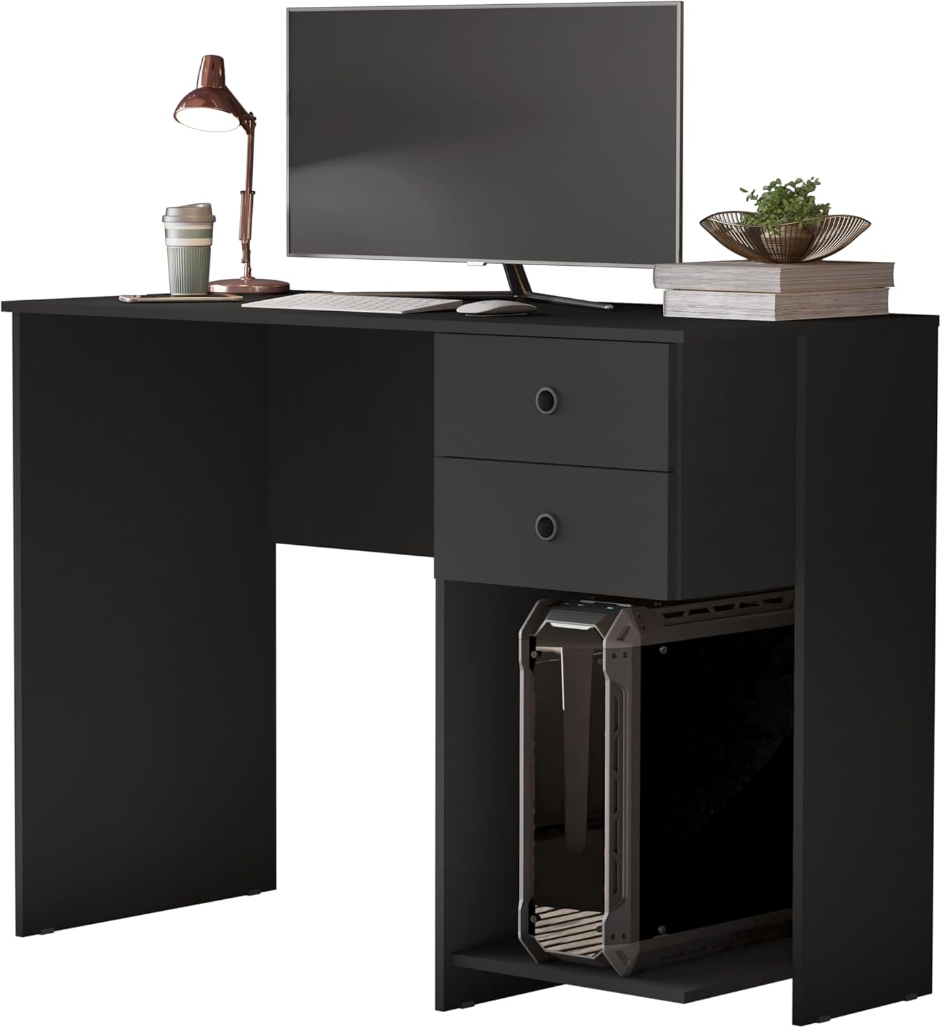 Escrivaninha Mesa de Computador com 2 Gavetas e Suporte para