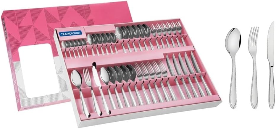 Faqueiro Aco Inox com Faca para Churrasco com 42 Pecas