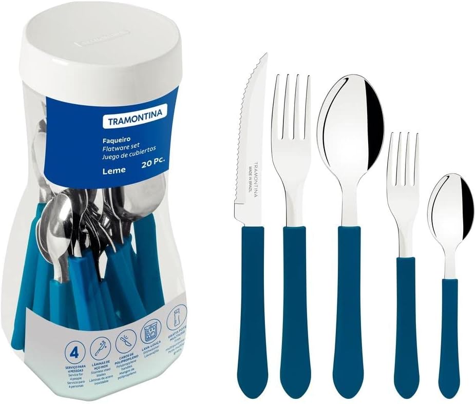 Faqueiro Inox 20 pecas Leme Azul Tramontina