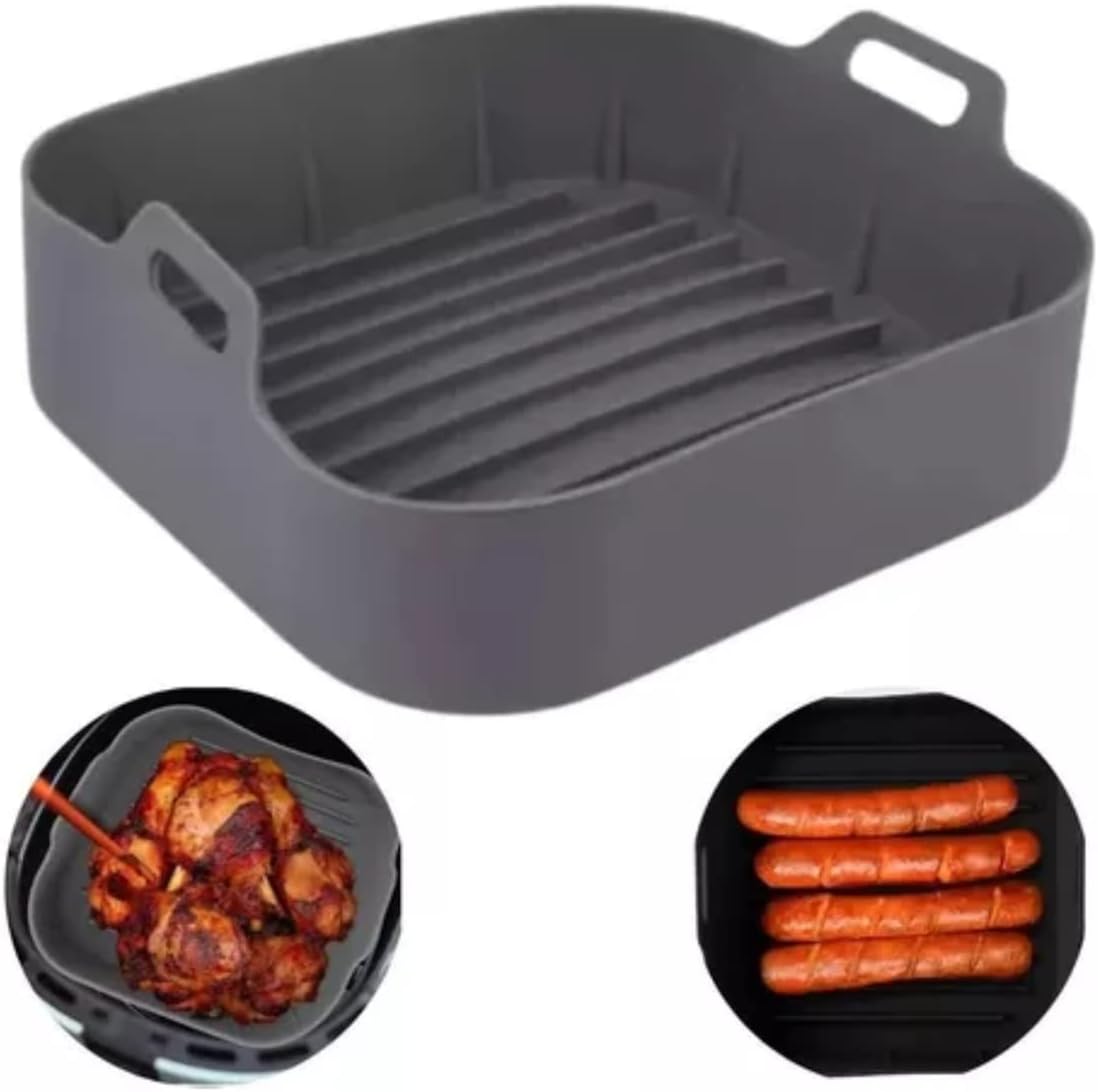 Forma De Silicone Para Fritadeira Airfryer 19x19cm Quadrada Reutilizavel E
