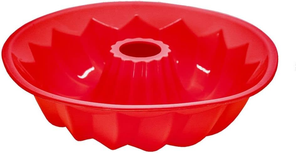 Forma para Bolo de Silicone Com Furo Vermelha Mozcada