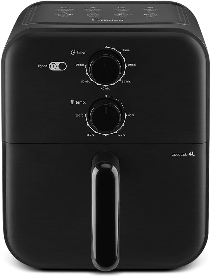 Fritadeira Sem Oleo Capacidade de 4L Midea 1400 W Aquece