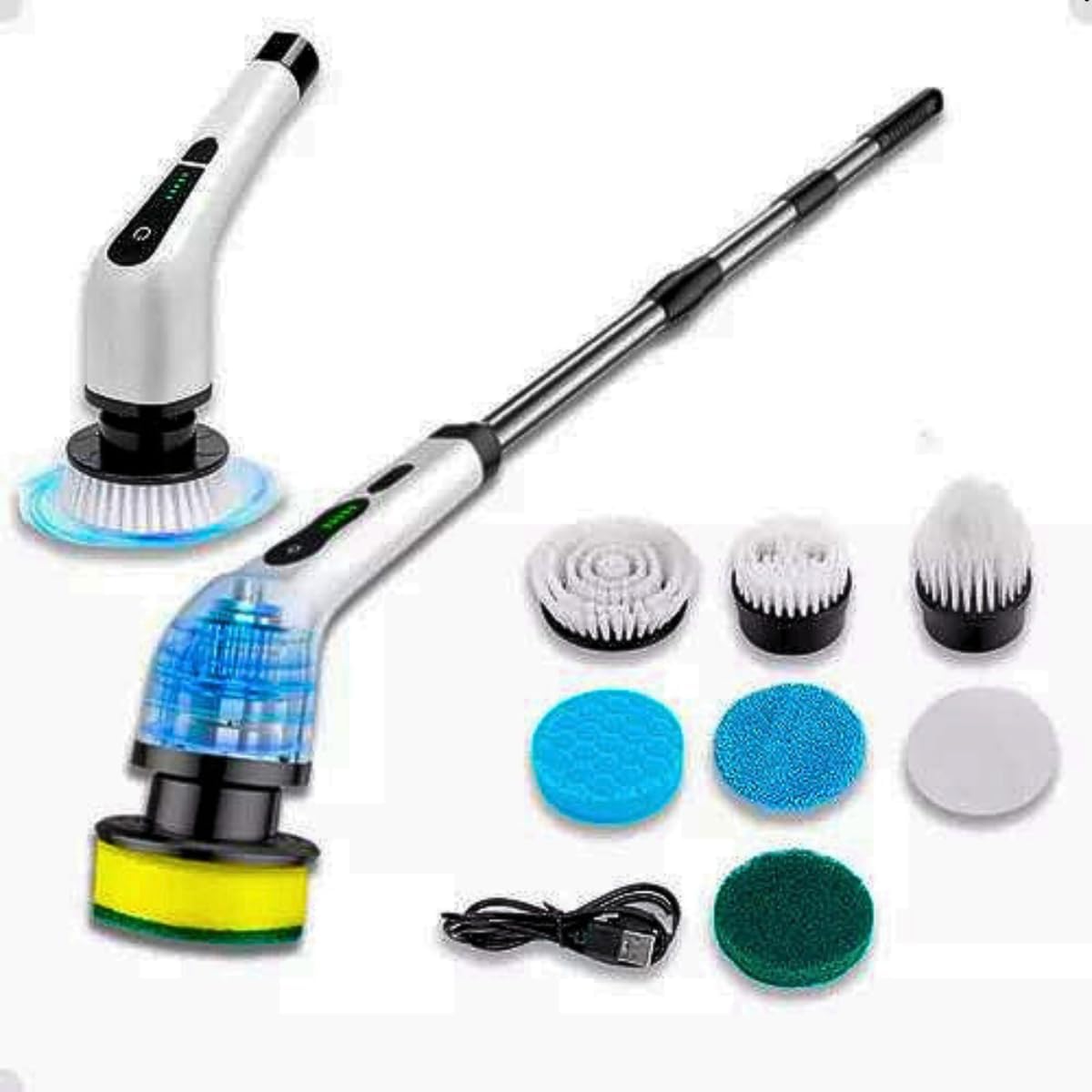 Generico Esfregao Eletrico Giratorio 7 em 1 com Iluminacao LED