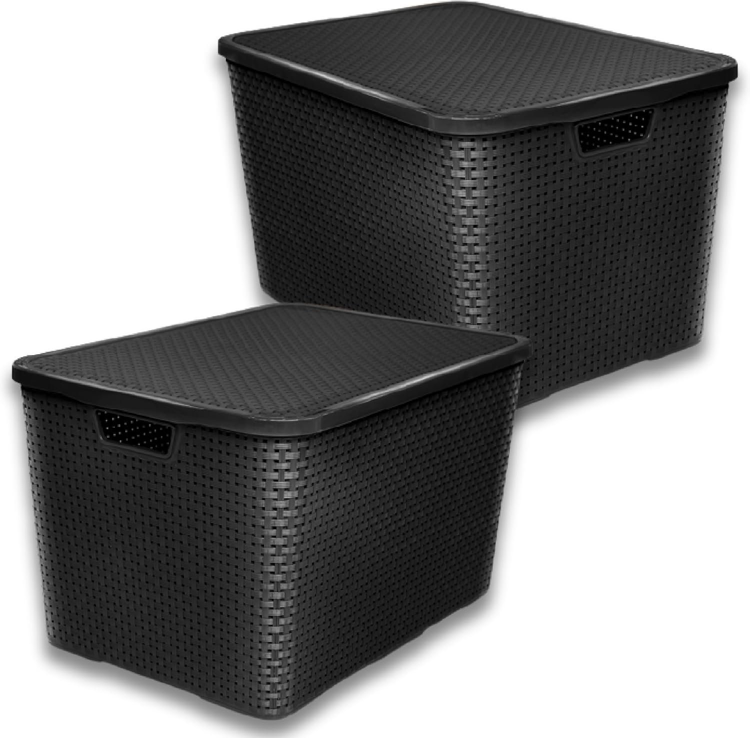 Kit 2 Caixas Organizadora Rattan Empilhavel Grande 40 Litros