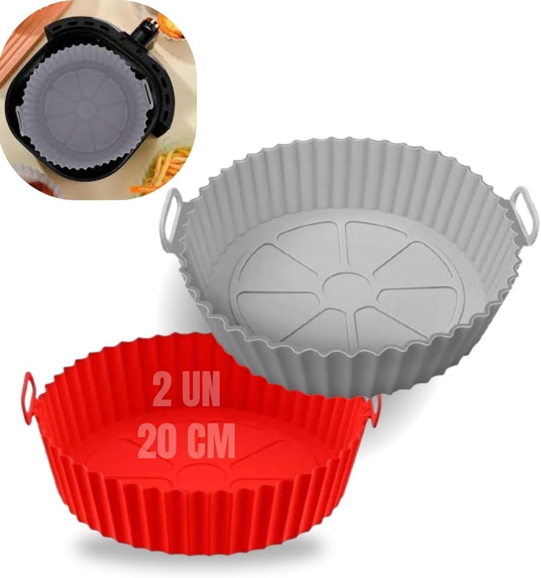 Kit 2 Forma 20 Cm Cesta De Silicone Para Air