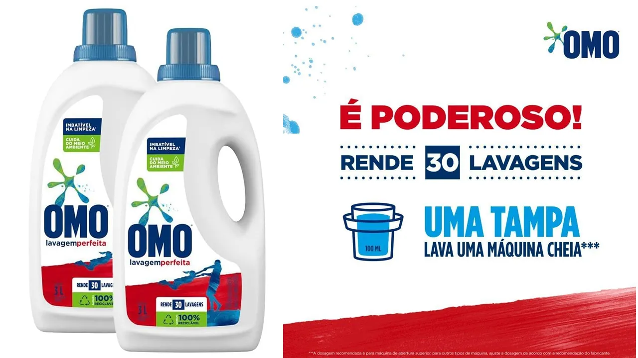 Kit 2 Lava-Roupas Líquido Omo Lavagem Perfeita 3L Solução Completa