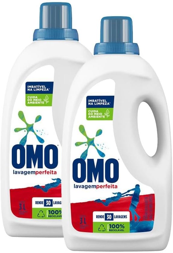Kit 2 Lava Roupas Liquido Omo Lavagem Perfeita 3l