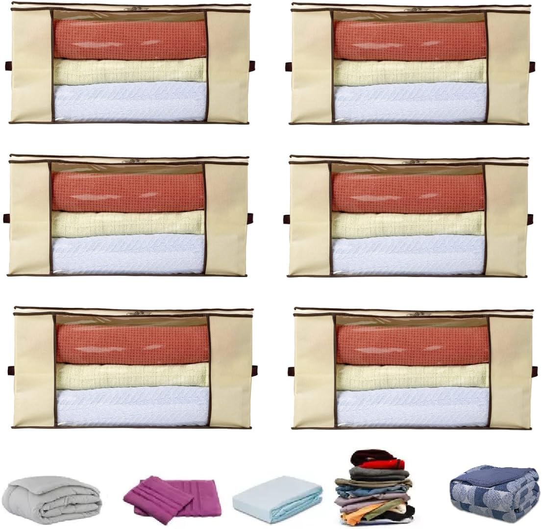 Kit 6 Caixas Organizadoras Multiuso 60x45x30 cm TNT Respiravel com