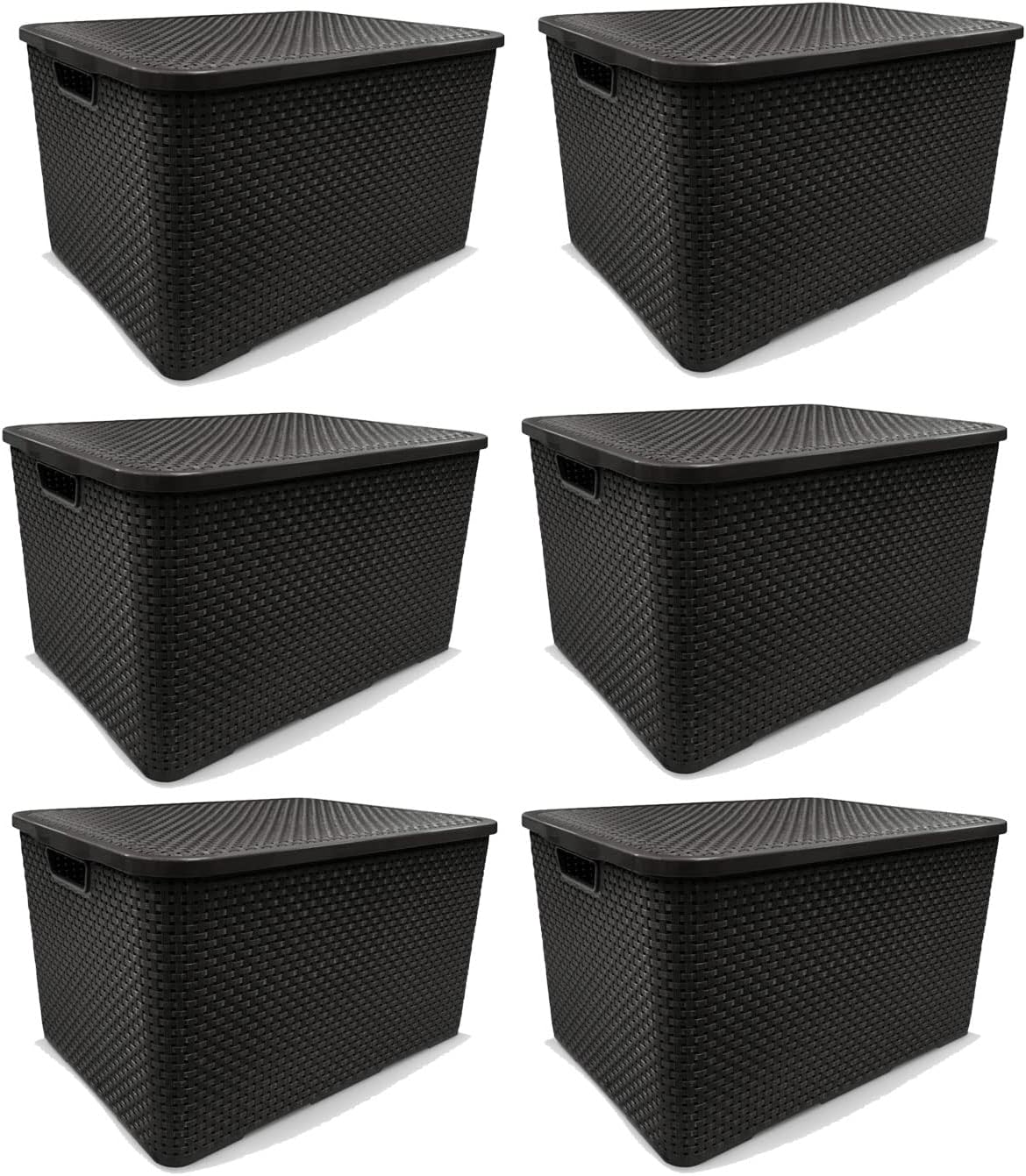 Kit 6 Caixas Organizadoras Rattan PRETA 20 Litros Arqplast