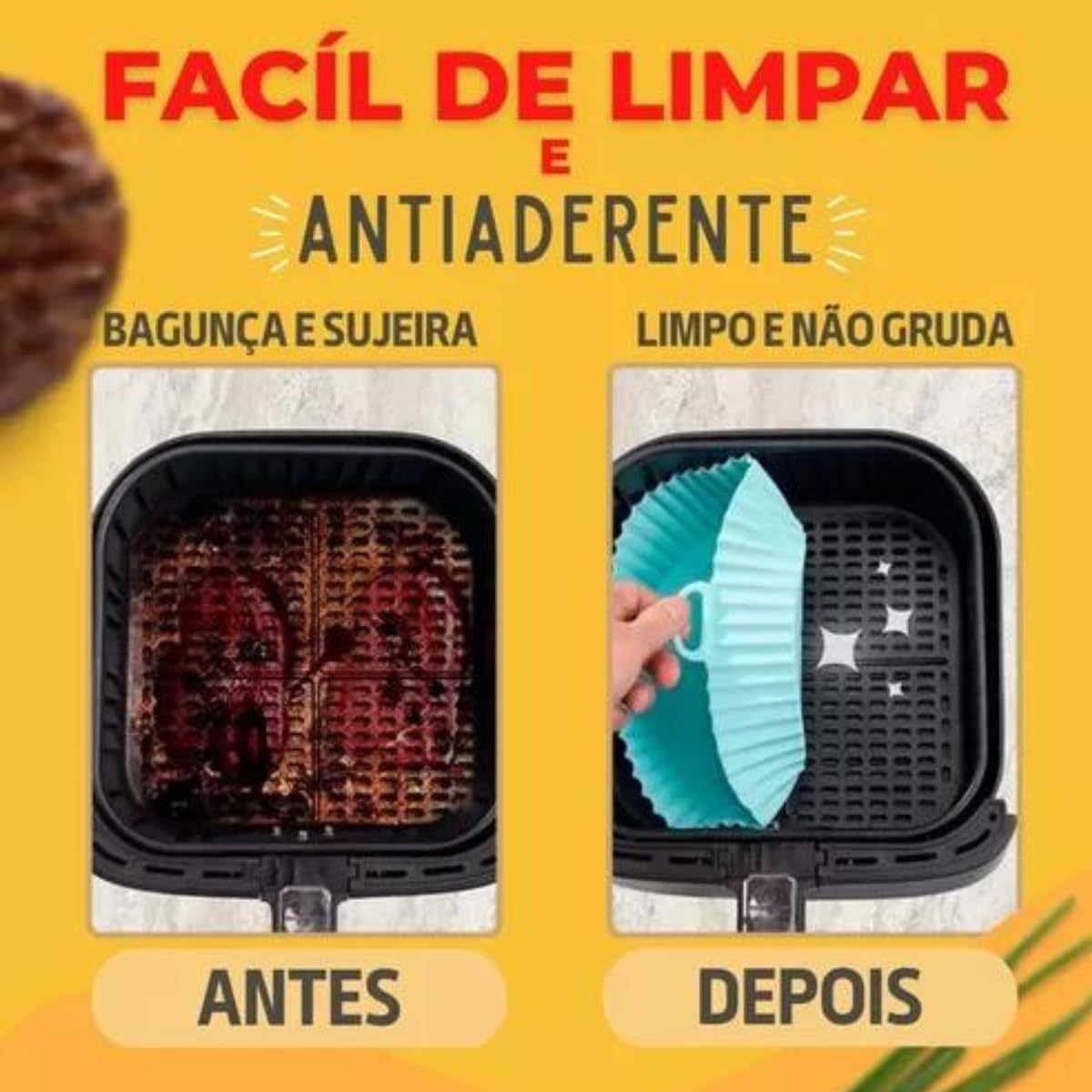 Kit 6 Formas Silicone Para Air Fryer Fritadeira Eletrica Antiaderente
