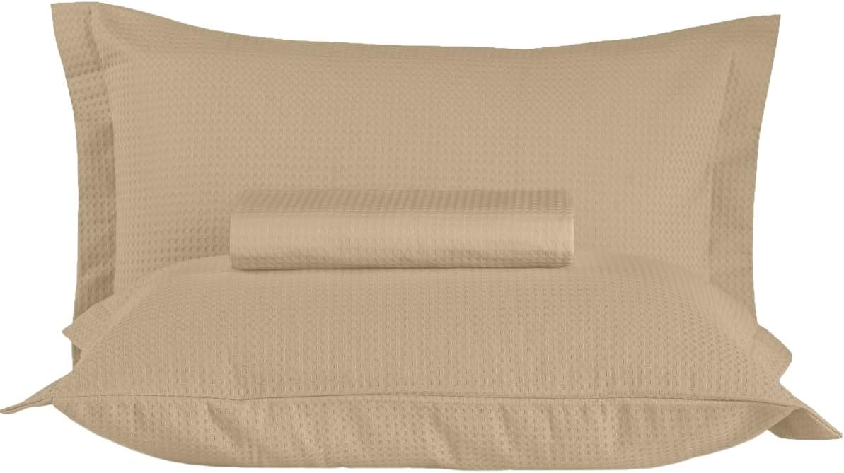 Kit Colcha Queen Algodao Piquet Genova Cores Teka 3 Pecas