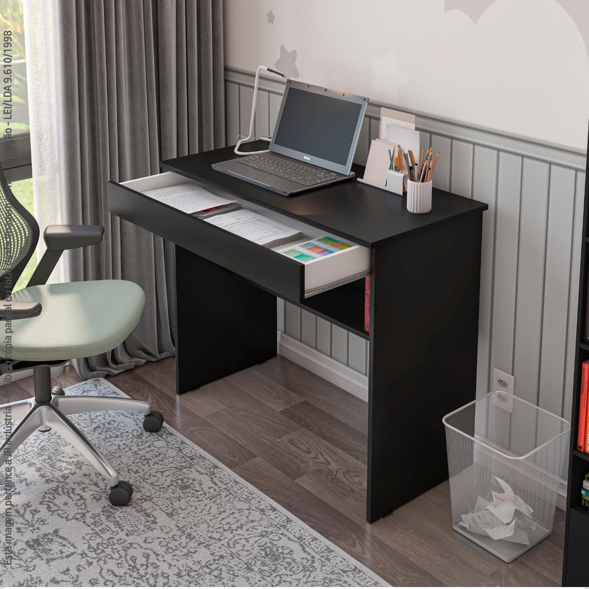 Mesa de Escritorio com 01 Gaveta para Notebook e Computador