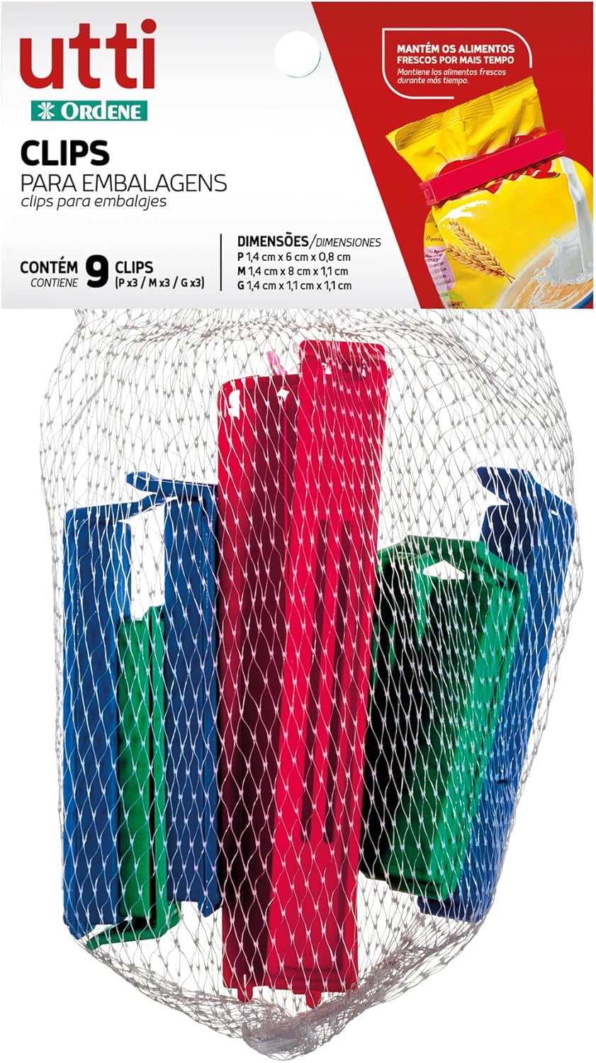 Ordene Conjunto com 9 Clips Plasticos para Embalagens Tamanho