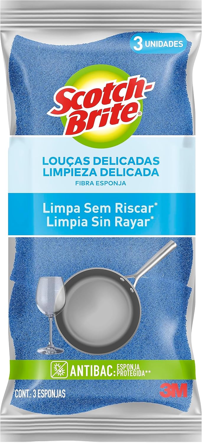 Scotch Brite 3M Esponja Nao Risca Azul 1 pacote com