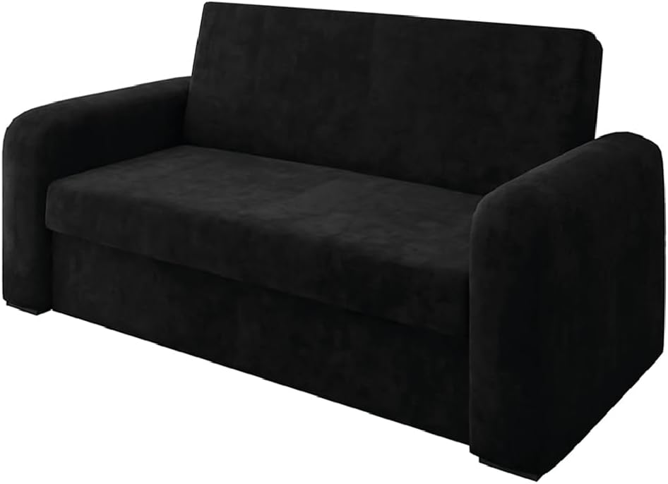 Sofa Cama Versatil 2 Lugares Veludo Selmer PRETO