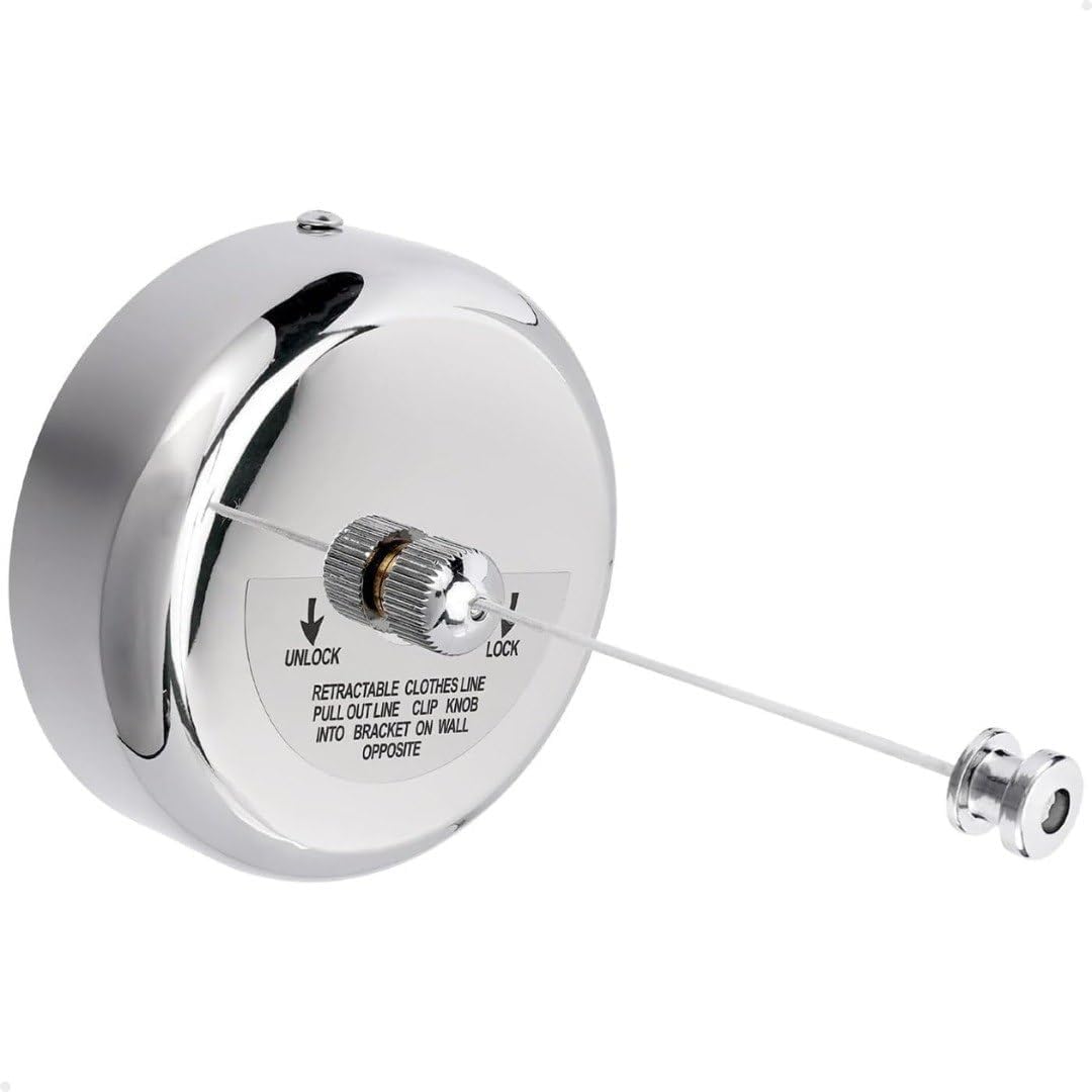 Varal de Parede Retratil em Aco Inox Com Corda Nylon