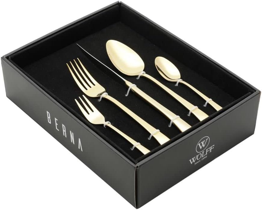 WOLFF Faqueiro de Aco Inox Berna Dourado 30 Pecas